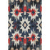 8' X 10' Navy Blue Red And Ivory Diamond Washable Area Rug With UV Protection