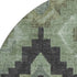 8' Artichoke Green And Gray Ikat Washable Round Rug With UV Protection