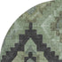 8' Artichoke Green And Gray Ikat Washable Round Rug With UV Protection