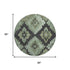 8' Artichoke Green And Gray Ikat Washable Round Rug With UV Protection