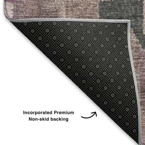 5' X 8' Blush And Gray Ikat Washable Area Rug With UV Protection
