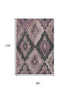 8' X 10' Blush And Gray Ikat Washable Area Rug With UV Protection