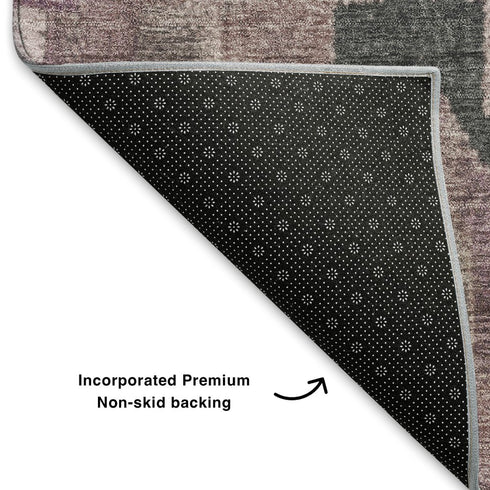 9' X 12' Blush And Gray Ikat Washable Area Rug With UV Protection