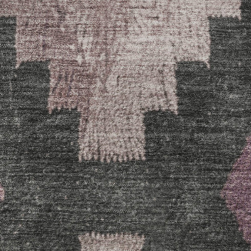 9' X 12' Blush And Gray Ikat Washable Area Rug With UV Protection