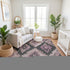 9' X 12' Blush And Gray Ikat Washable Area Rug With UV Protection