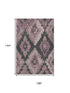 9' X 12' Blush And Gray Ikat Washable Area Rug With UV Protection