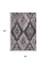 5' X 8' Lavender And Gray Ikat Washable Area Rug With UV Protection