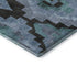 8' Teal And Charcoal Ikat Washable Round Rug With UV Protection