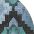8' Teal And Charcoal Ikat Washable Round Rug With UV Protection