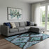 8' X 10' Teal And Charcoal Ikat Washable Area Rug With UV Protection