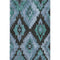 8' X 10' Teal And Charcoal Ikat Washable Area Rug With UV Protection