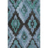 8' X 10' Teal And Charcoal Ikat Washable Area Rug With UV Protection