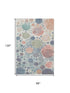 8' X 10' Denim Blue Peach And Ivory Geometric Washable Area Rug With UV Protection