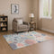8' X 10' Denim Blue Peach And Ivory Geometric Washable Area Rug With UV Protection