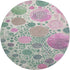 8' Green Pink And Ivory Geometric Washable Round Rug With UV Protection