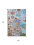 5' X 8' Khaki Blue And Purple Geometric Washable Area Rug With UV Protection