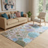5' X 8' Khaki Blue And Purple Geometric Washable Area Rug With UV Protection