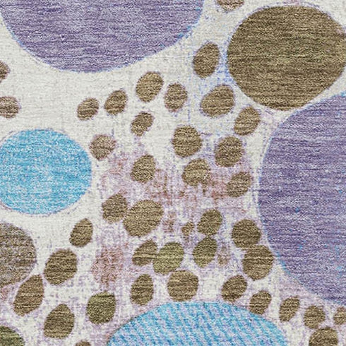 5' X 8' Khaki Blue And Purple Geometric Washable Area Rug With UV Protection