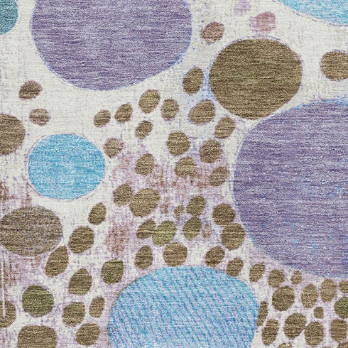 5' X 8' Khaki Blue And Purple Geometric Washable Area Rug With UV Protection