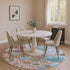 8' Khaki Blue And Purple Geometric Washable Round Rug With UV Protection