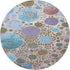 8' Khaki Blue And Purple Geometric Washable Round Rug With UV Protection