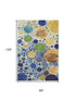 8' X 10' Navy Blue Yellow And Green Geometric Washable Area Rug With UV Protection