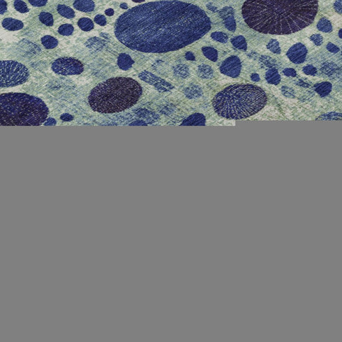 8' X 10' Navy Blue Yellow And Green Geometric Washable Area Rug With UV Protection