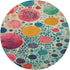 8' Teal Pink And Orange Geometric Washable Round Rug With UV Protection