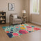 9' X 12' Teal Pink And Orange Geometric Washable Area Rug With UV Protection