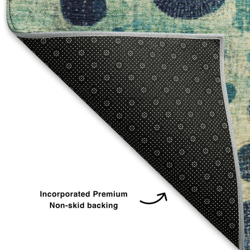 9' X 12' Teal Pink And Orange Geometric Washable Area Rug With UV Protection