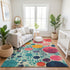 9' X 12' Teal Pink And Orange Geometric Washable Area Rug With UV Protection