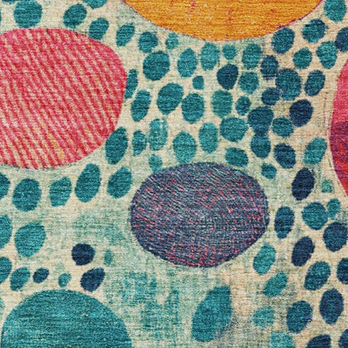 9' X 12' Teal Pink And Orange Geometric Washable Area Rug With UV Protection