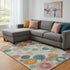 8' X 10' Beige Teal And Orange Geometric Washable Area Rug With UV Protection