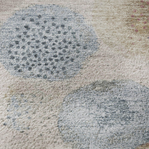 8' X 10' Blush Beige And Blue Geometric Washable Area Rug With UV Protection