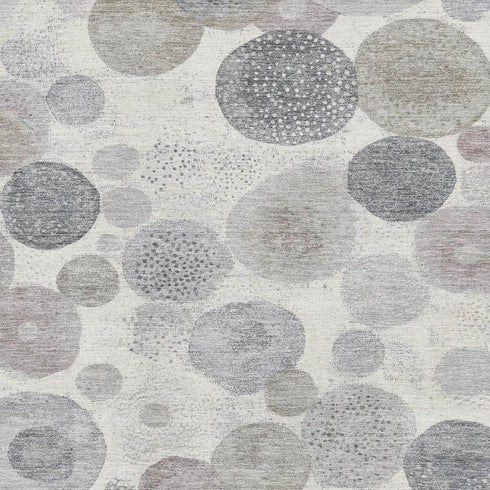 5' X 8' Ivory Gray And Silver Geometric Washable Area Rug With UV Protection
