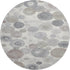 8' Ivory Gray And Silver Geometric Washable Round Rug With UV Protection