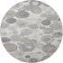 8' Ivory Gray And Silver Geometric Washable Round Rug With UV Protection