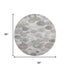 8' Ivory Gray And Silver Geometric Washable Round Rug With UV Protection