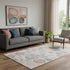 5' X 8' Peach Gray And Silver Geometric Washable Area Rug With UV Protection