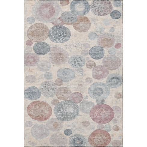 5' X 8' Peach Gray And Silver Geometric Washable Area Rug With UV Protection