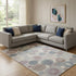 8' X 10' Peach Gray And Silver Geometric Washable Area Rug With UV Protection