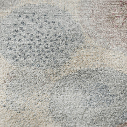8' X 10' Peach Gray And Silver Geometric Washable Area Rug With UV Protection