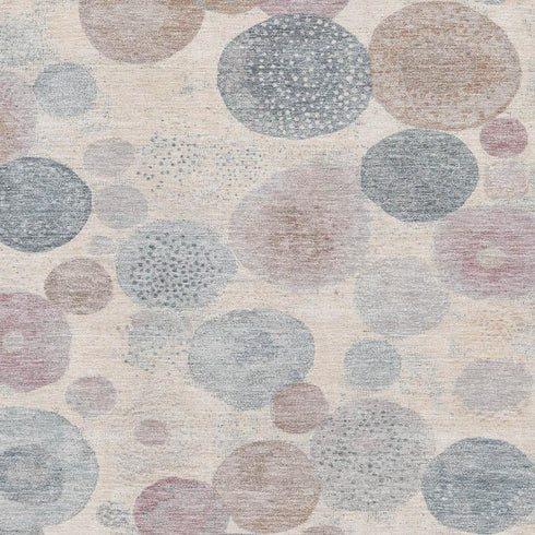 8' X 10' Peach Gray And Silver Geometric Washable Area Rug With UV Protection