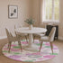 8' Pink Green And Ivory Geometric Washable Round Rug With UV Protection