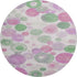 8' Pink Green And Ivory Geometric Washable Round Rug With UV Protection