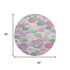 8' Pink Green And Ivory Geometric Washable Round Rug With UV Protection