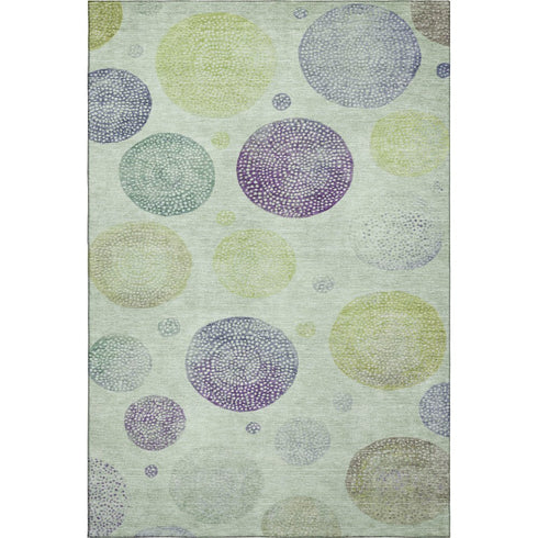 8' X 10' Artichoke Green And Purple Geometric Washable Area Rug With UV Protection