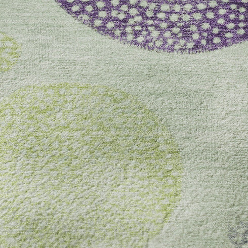 8' X 10' Artichoke Green And Purple Geometric Washable Area Rug With UV Protection
