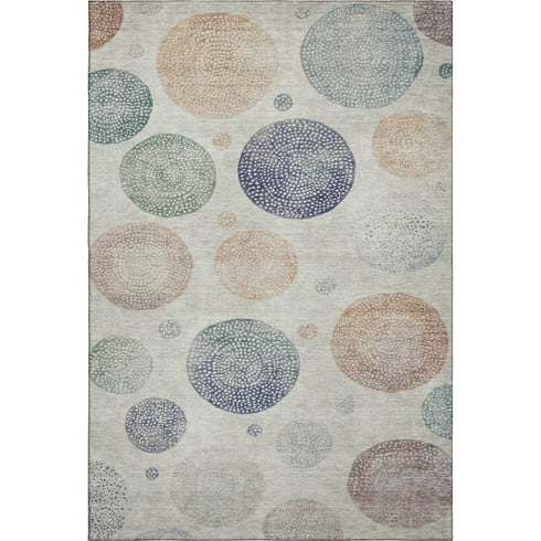 8' X 10' Beige And Blue Geometric Washable Area Rug With UV Protection