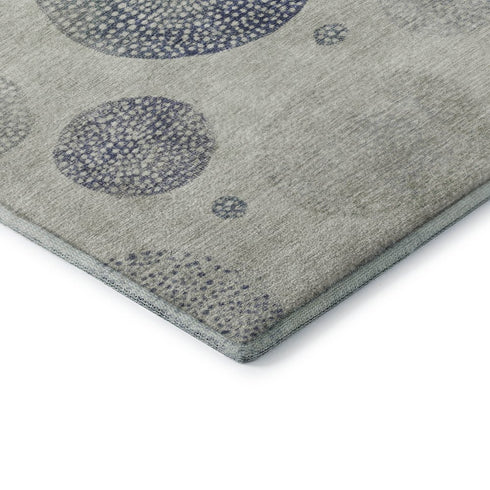 8' X 10' Beige And Blue Geometric Washable Area Rug With UV Protection